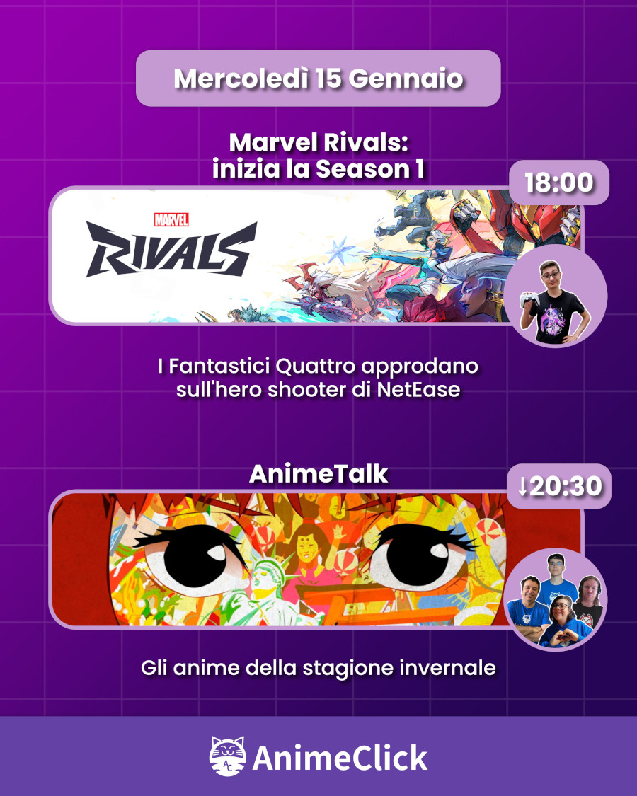 AnimeClick su Twitch: programma dal 13 al 19 gennaio